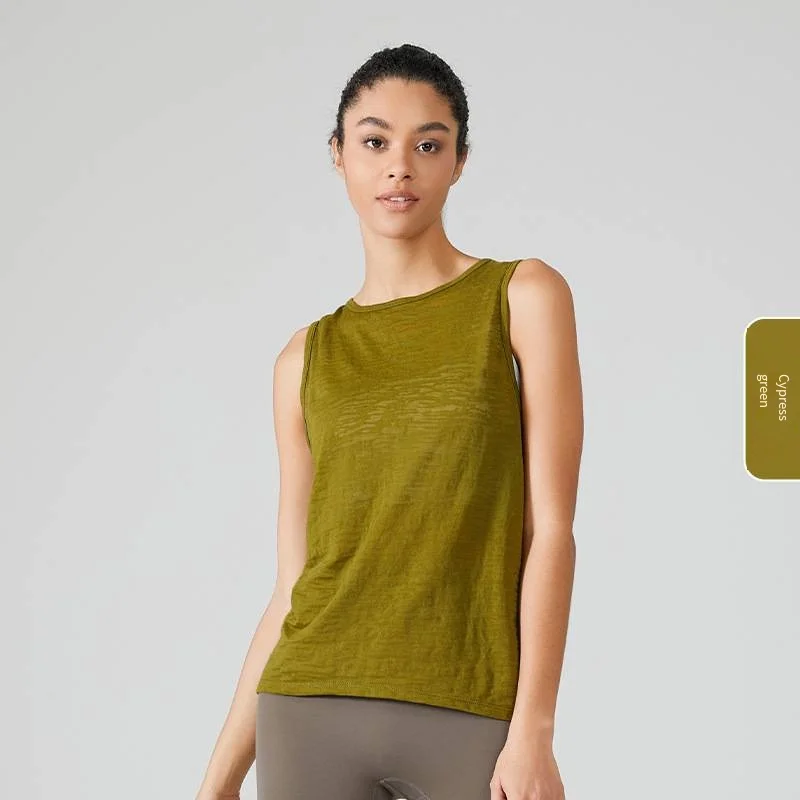 Summer Women Sport Vest Thin Loose Yoga Shirt Breathable Running Sleeveless T-shirt Forked Gym Workout Fitness Top Blouse Female