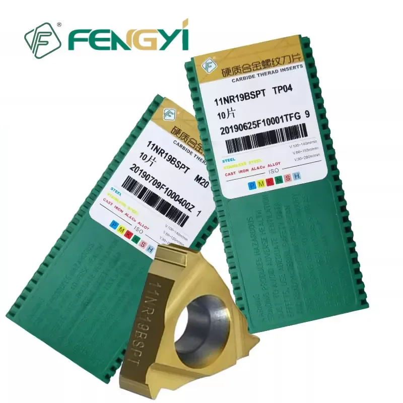Фото FENGYI 11NR 16ER 11NR 28BSPT 19BSPT 14BSPT 11BSPT M20 TP04 BSPT 55 °   Твердосплавные пластины для токарной обработки резьбы по стандарту British Standard Pipe №4