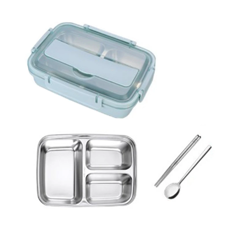 

Коробка Bento для детей и взрослых, Ланч-бокс из нержавеющей стали с 3 отделениями
