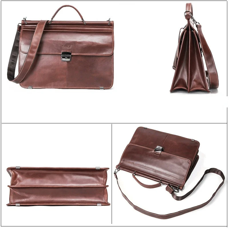 2023 Men Briefcase Cowhide Business Large Capacity Computer Messenger Bags Fashion Single Shoulder Crossbody Laptop Bag Leather