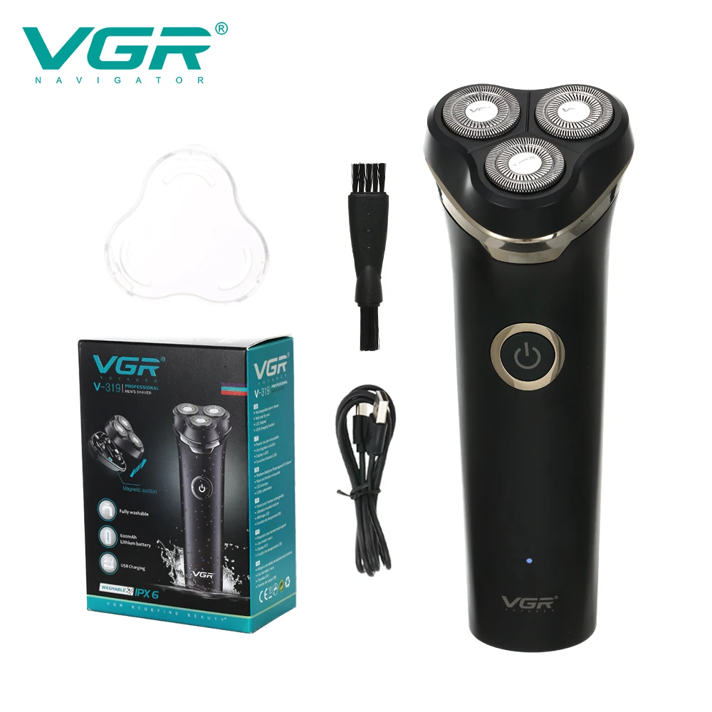 

VGr Electric Shaver New Magnetic Suction Three Head Shaver Rechargeable Electric Beard Trimmer Machines Razor for Men V-319