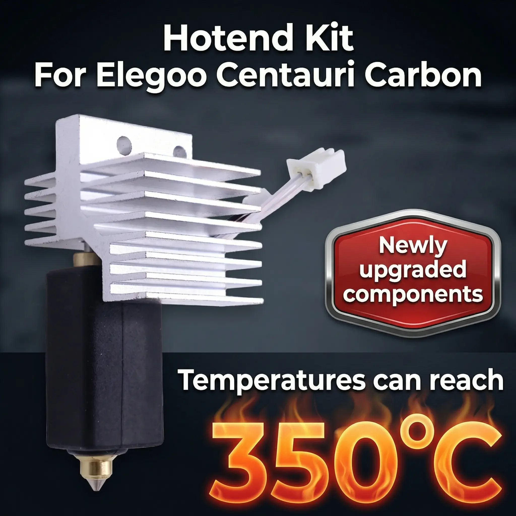 Фото Модернизированный керамический хотэнд для Elegoo Centauri Carbon 2: Комплект хотэнда, печатающая головка из закаленной стали, сопло, запчасти для 3D-принтера №2