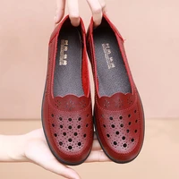 women loafers fashion summer casual shoes leather slip on ballet flats woman luxury hollow out breathable womens moccasins