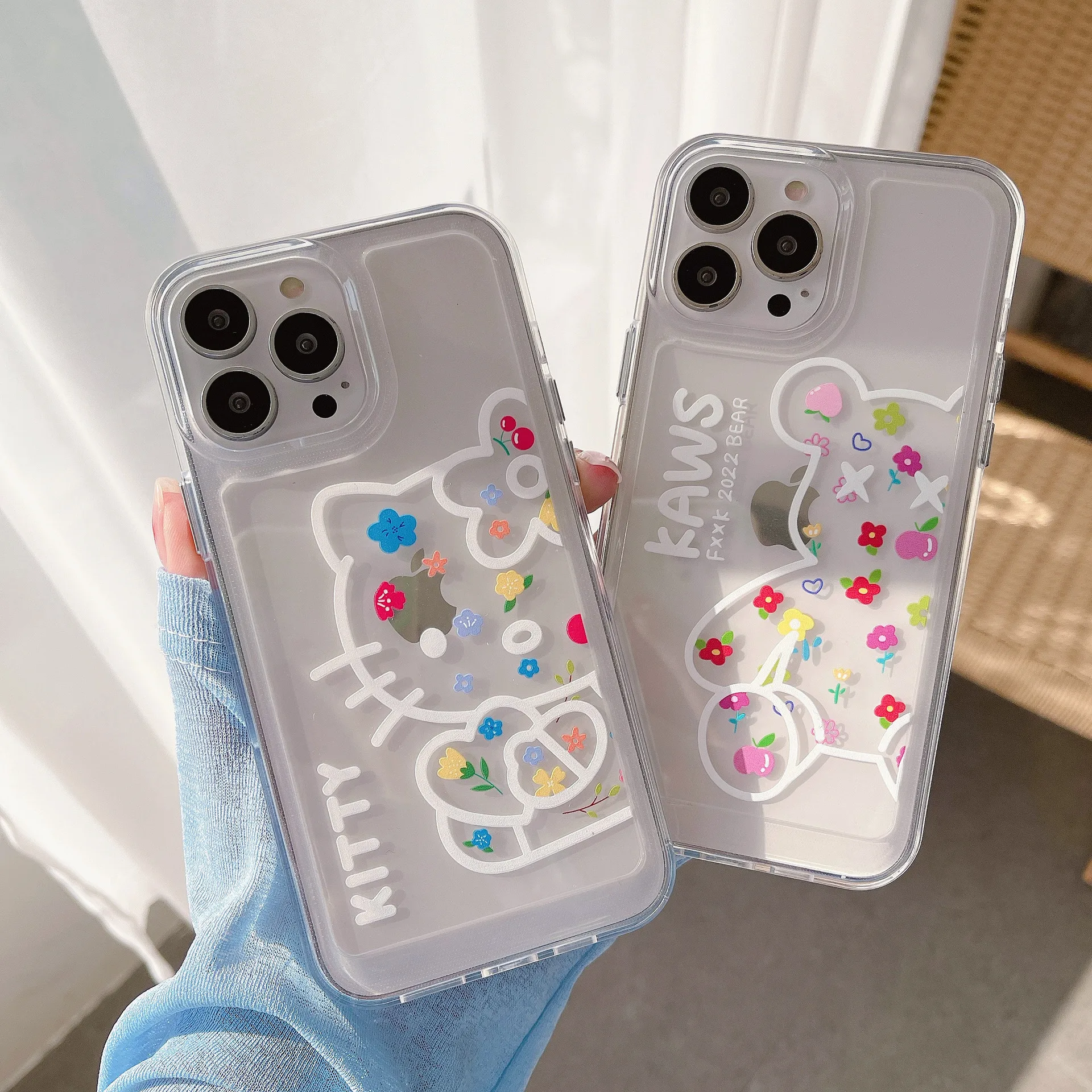 

Line Flower Bear Phone Case Cover for IPhone 7 8 Plus 11 12 13 Pro X XR XS Max Shockproof Case for IPhone 13 Cases