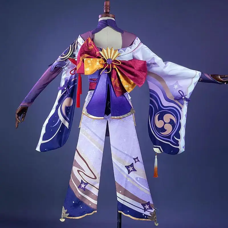 

Genshin Impact Raiden Shogun Cosplay Costume Jacquard Fabric Uniform Wig Anime Chinese Style Halloween Costumes for Women Game