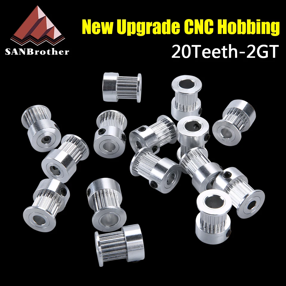 CNC Hobbing 20 teeth 2GT Timing Pulley Bore 4/5/6/8mm for GT2 Open Synchronous belt width 6mm/10mm small backlash 20Teeth 20T