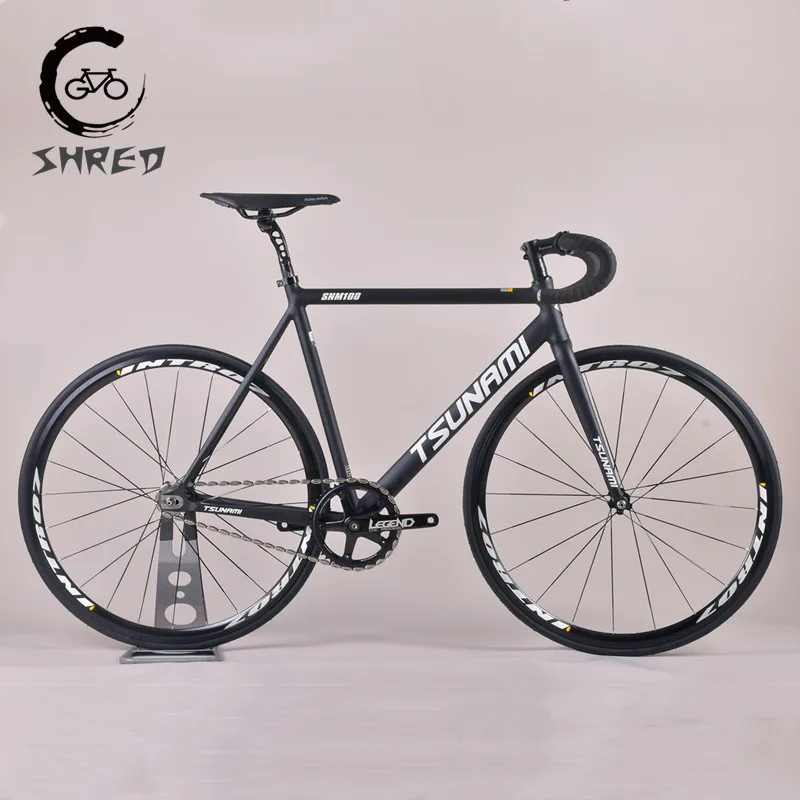 TSUNAMI SNM100 Fixie Bike 49/52/55/58CM Single Speed 700C Fixed Gear Bicycle Aluminium Alloy Frameset With Flat Spokes Wheelsets |