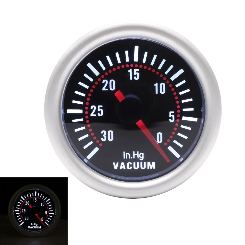 52 мм 12 В автомобильный вакуумметр экран с дымовой линзой белый светодиодный