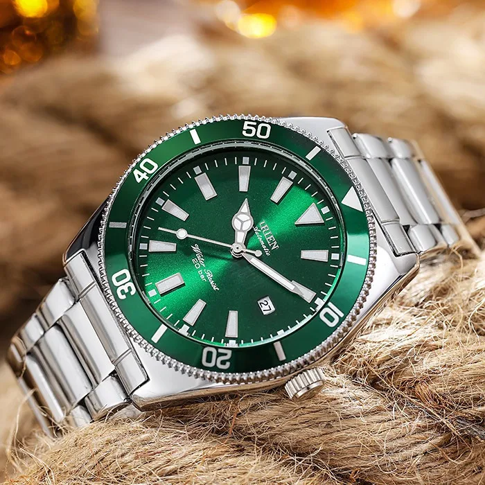 

2022 New Orient fashion sports green Dial Stainless steel quartz watch with calendar