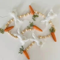 1pcs easter handmade rabbit carrot garland fireplace wall cute rabbit pendant childrens room home decoration 60cm