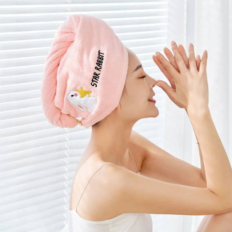 

Soft Microfiber Girls Hair Towel Super Absorbent Quick Drying Magic Shower Cap for Women Bathroom Hair Turban Twist Head Wrap