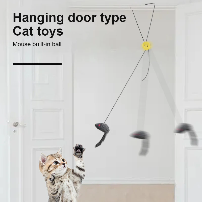

Interactive Cat Toy Hanging Door Retractable Cat Scratch Rope Mouse Kitten Toys For Indoor Cats Play Exercise Pet Supplies