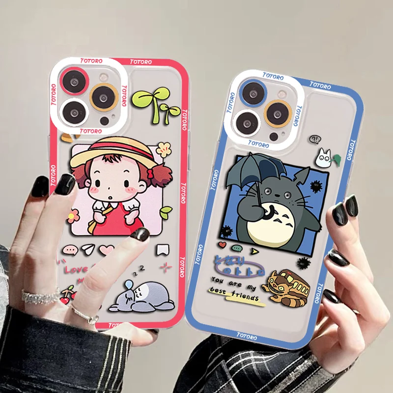 

Tonari No Totoro Phone Case For IPhone 13 14 Pro Max XS XR 12 11 Pro 13 Mini 6 7 8 Plus Soft Clear Back Cover