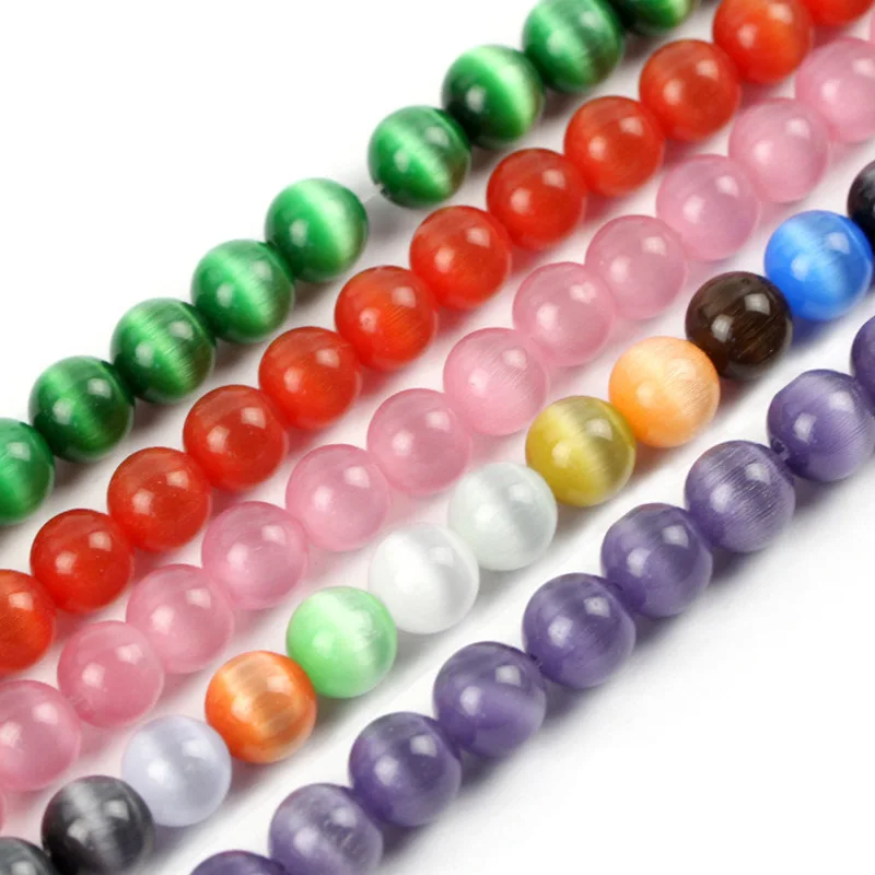 

6-12 MM 40cm/string Red Yellow Green Blue White Semi-finished Bracelet Necklace DIY Accessories With Hole Opal Beads Loose Beads