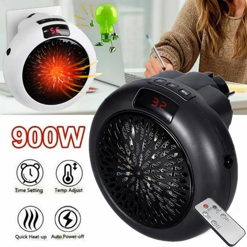 

Portable Warmer Electric Heater Fireplace Wall Room Heating Stove Mini Home Winter Warm Fan Silent Remote Fast Heat Thermostat