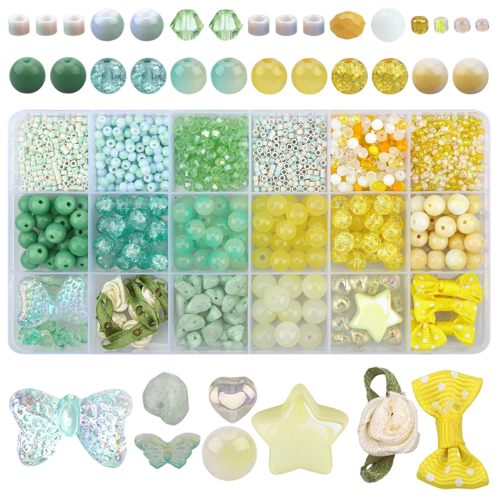 Набор Стеклянных Бусин Для Изготовления Ювелирных Изделий Круглые Хрустальные