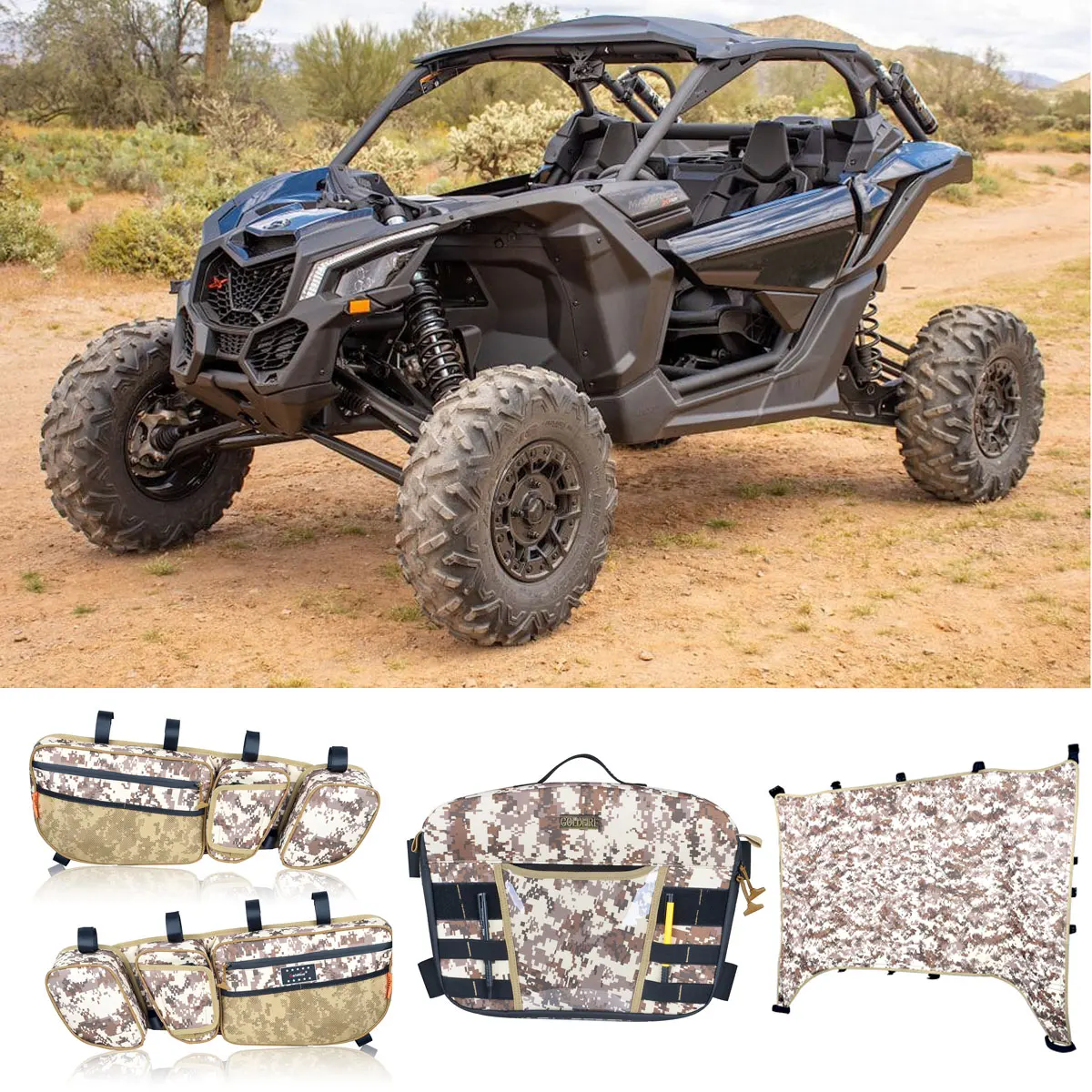 Camo UTV Side Storage Door Bag Knee Pad Overhead Bag Roof Shade Cover for Can Am Maverick X3 Canam Max R 4x4 Turbo