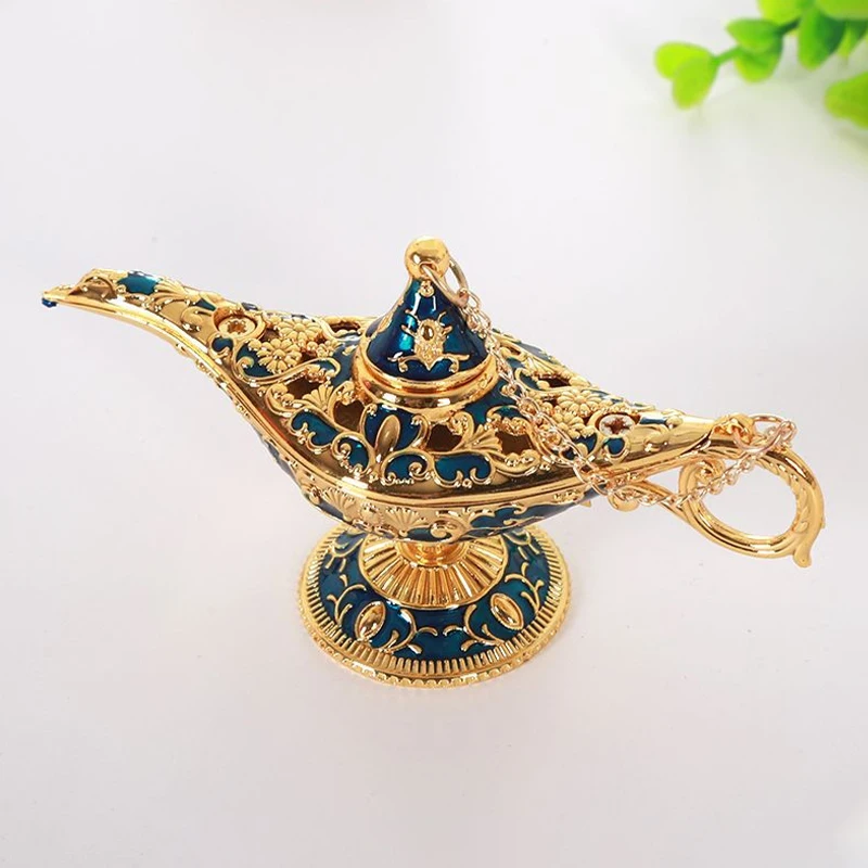 

European Retro Crafts Decoration Creative Ornaments Props Wishing Light Model Metal Trumpet Ancient Magic Lamp Gift