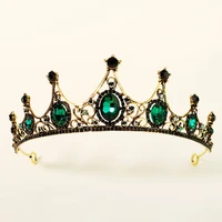 luxury bridal hair accessories rhinestone queen crown hollowed out alloy headband retro baroque party dance headpiece