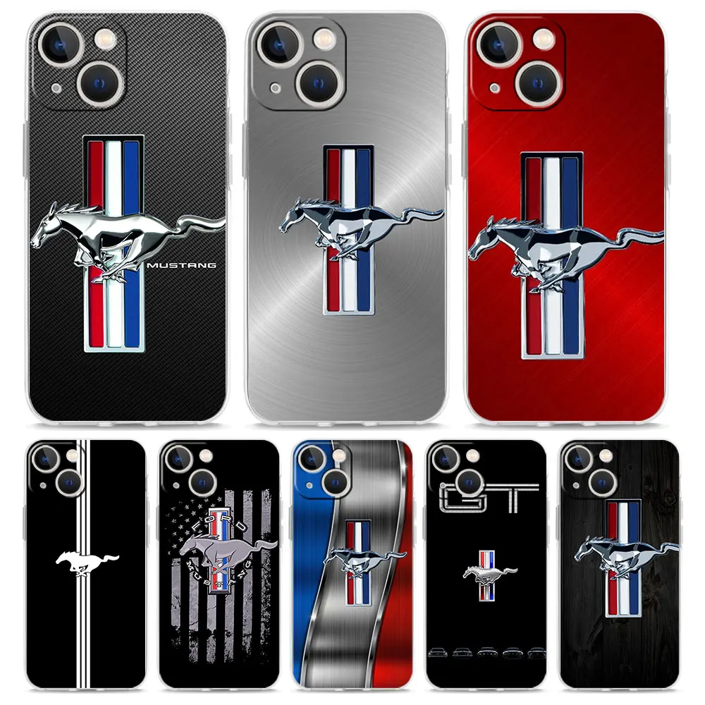 

for Apple iPhone 13 Pro Max 12 Mini Soft TPU Capa 7 8 Plus 6 6S+ 5 5S X XS XR Phone Case iPhone 11 mustang car logo Shell Caso