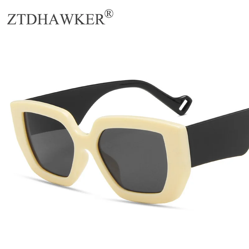 

2022 New Fashion Trend Thick Sided Beige Sunglasses Women's Personality Polygonal Contrast Eyeglasses Retro Glasses