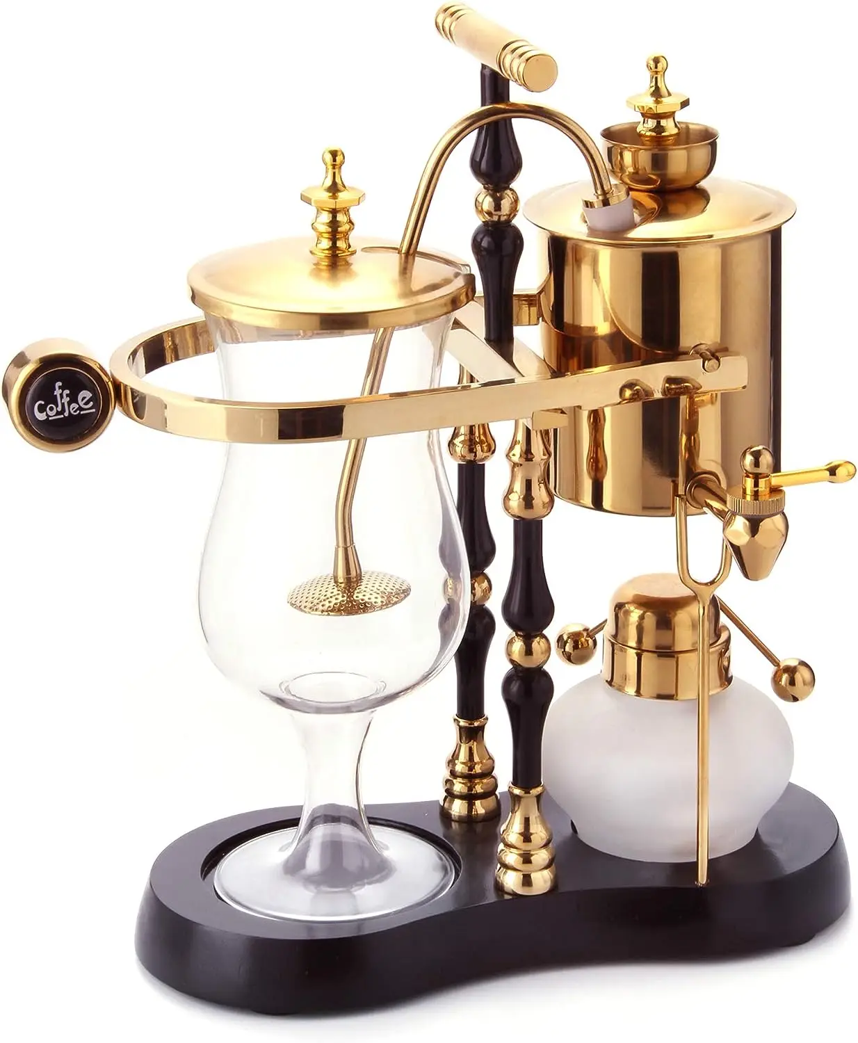 

Family Balance Siphon/Syphon Coffee Maker, Elegant Double Ridged Fulcrum with Tee Handle (Egyptian Black & Gold)