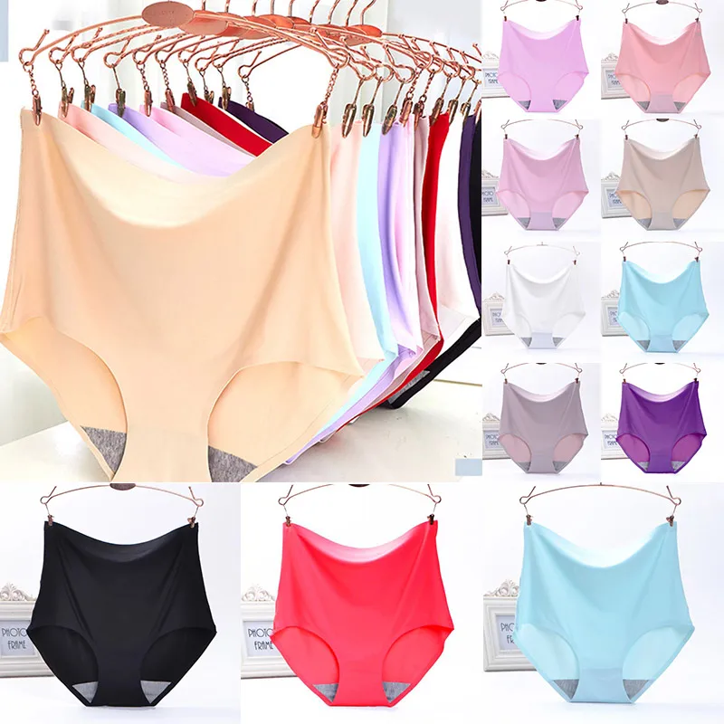 

1 шт., женские шелковые бесшовные трусики с высокой талией