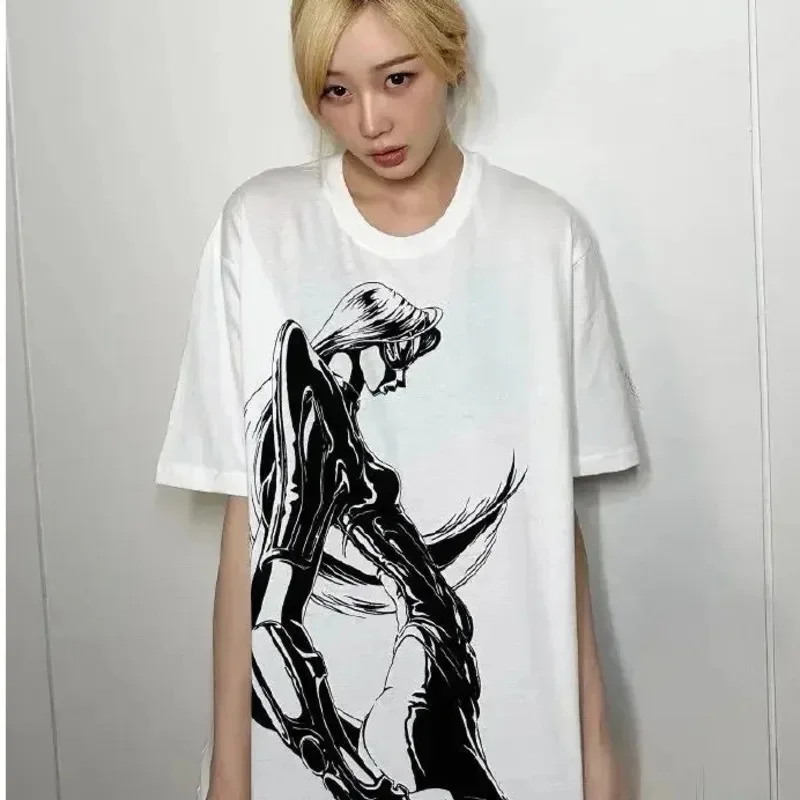Фото KPOP Aespa Whiplash Limited Edition Cotton T-shirt Short Sleeve KARINA GLSELLE WINTER NINGNING Same Print Loose Anime Techno Top №3