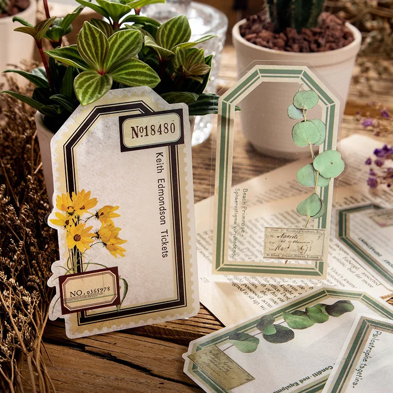 

10 pcs Stickers vintage literary flowers and plants creative borders can be written decorative material DIY stickers 6 models