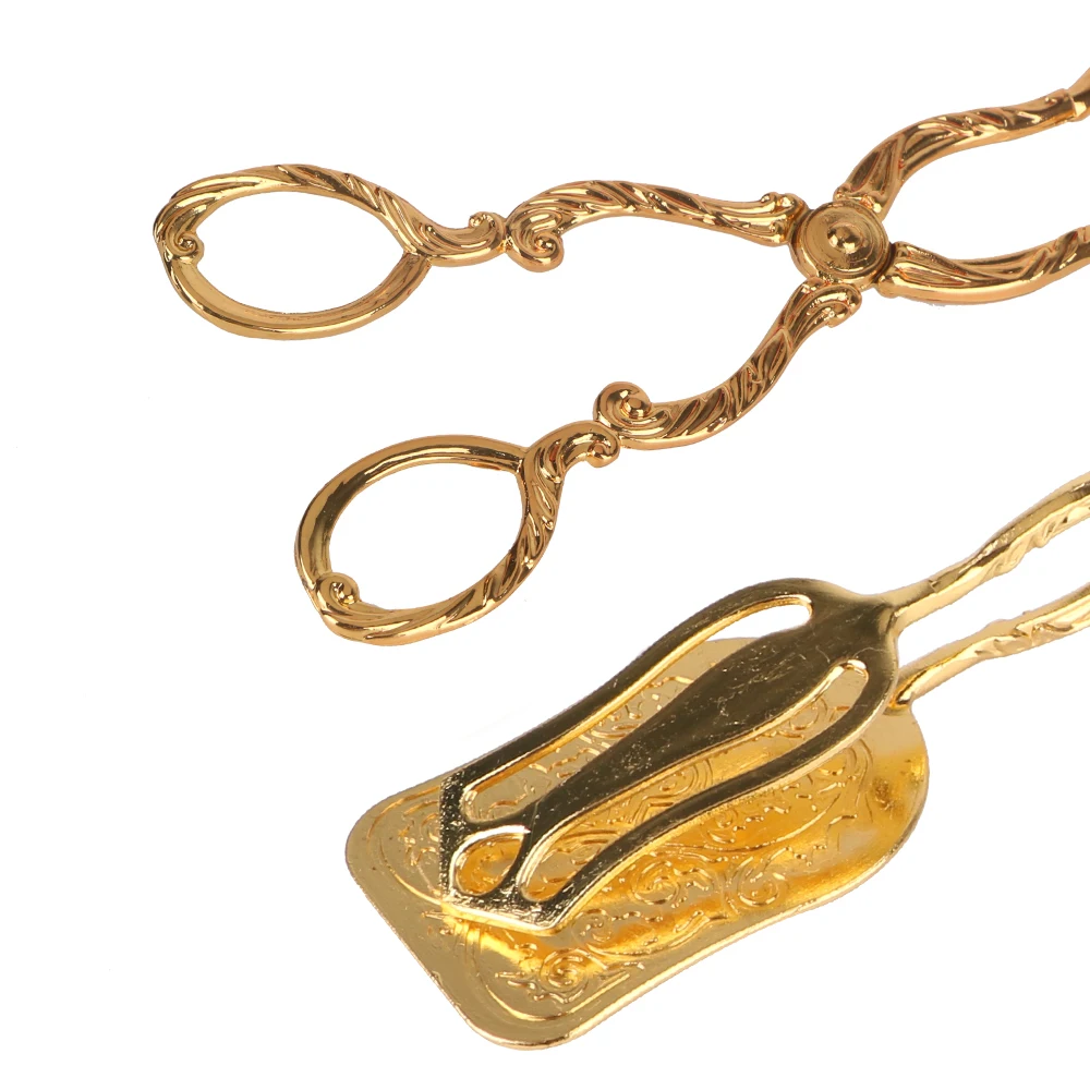 Щипцы для буфета инструмент выпечки и барбекю зажим салатов Позолоченные Фрукты