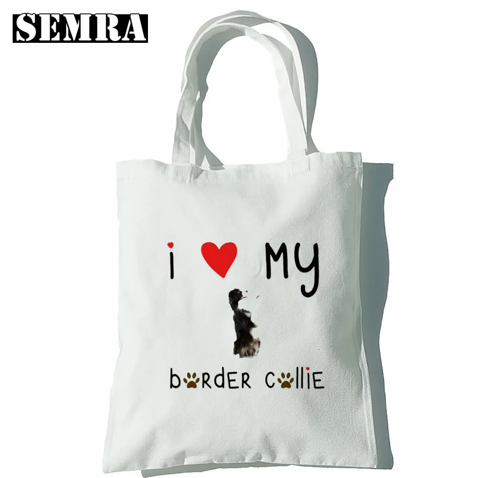 

Женская Холщовая Сумка-тоут через плечо «I Love my Border Collie»