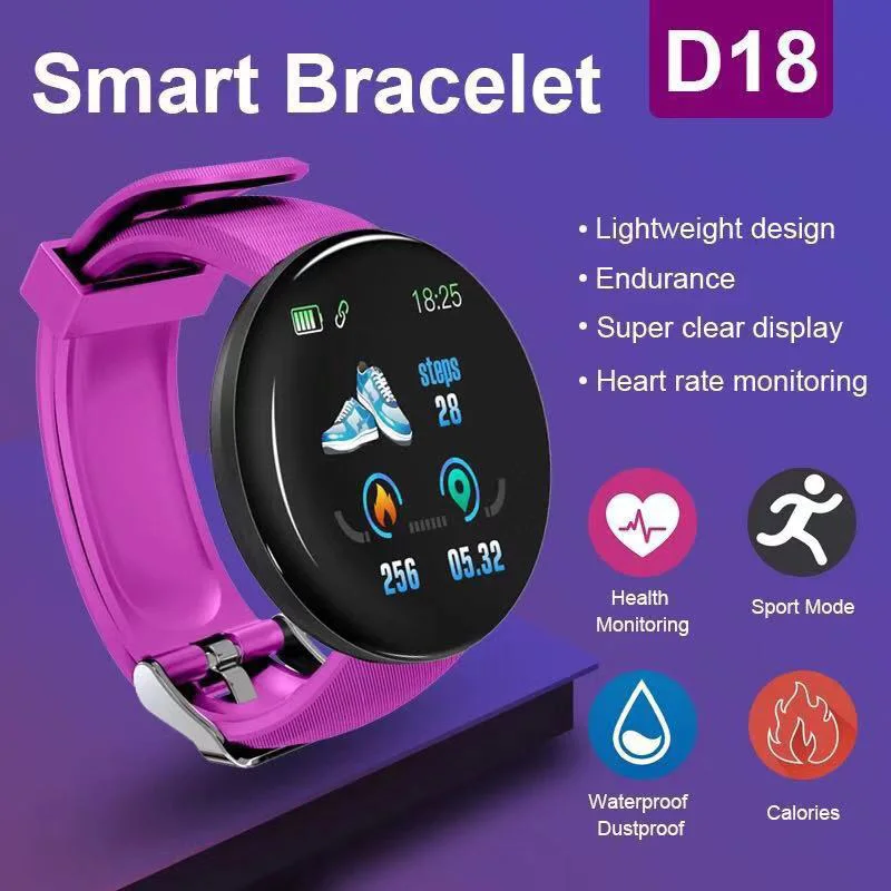 D18 Smart Watch Heart Rate Monitor Smartwatch Fitness Tracker Watches for Men Women Band Bracelet For Android IOS |