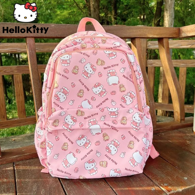 

Sanrio Hello Kitty Kuromi Melody Print Women Backpack Korean Sweet Cute Teenage Girl Schoolbag Summer Fashion Large Capacity Bag