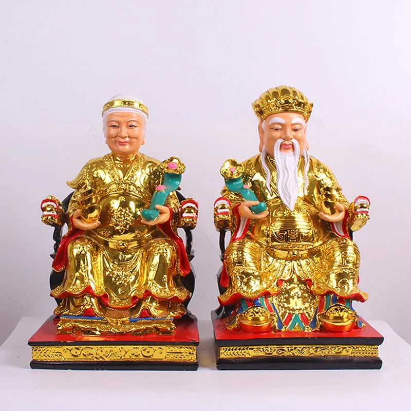 

Wholesale Buddha God statue 38cm 2P Asia HOME SHOP golden TU DI GONG PO God of wealth Recruit wealth Good luck Mammon statue