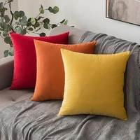 dropshipping 2pcs pillow cases invisible zipper removable solid color decorative plush square cushion covers household supplie