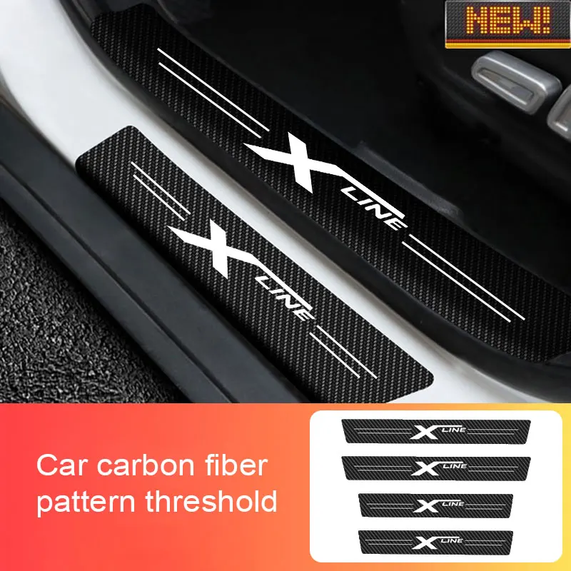 

4x Car Door Threshold For KIA Picanto X-Line 2008-18 Auto Resistant Carbon Fiber Sticker Protection Strip Anti Scratch Stickers