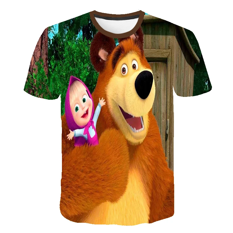 

2022 Girl And Bear Girls T-shirt Summer Kids Cartoon T-shirt Short Sleeve Top T-shirt Suitable for Cute 3-14Year