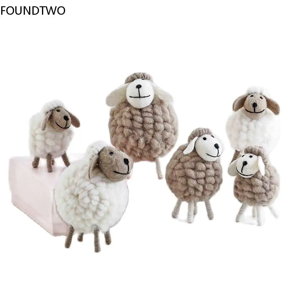

1Pc Mini Table Ornament Felt Sheep Figurines Miniatures Wool Felt Lamb Cute Toys Desktop Decor Home Furnishings Kid Gifts