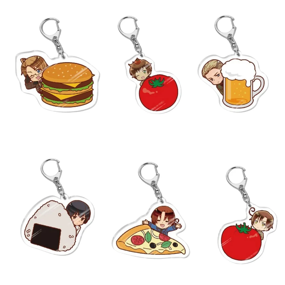 Anime Axis Powers Keychain Cosplay Figure Hetalia APH Acrylic Keyring Pandent Double Side Key Holder for Packbag Decor Gifts