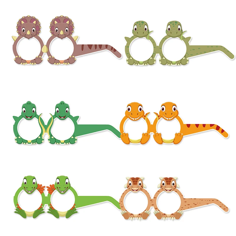 Бумажные шапки и очки с динозавром Meidding  для детского праздника