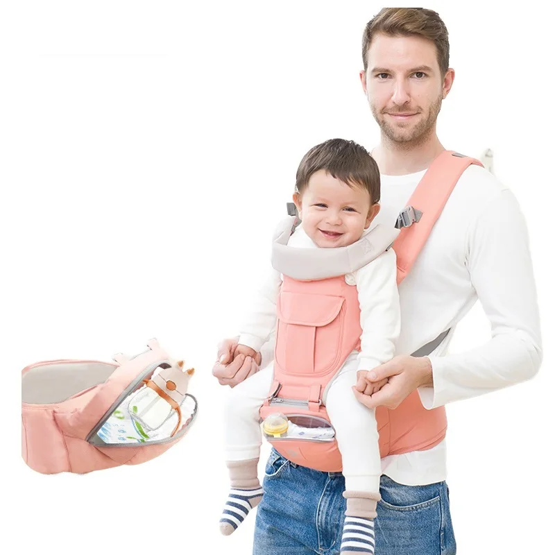 

HappyFlute 0-36Month Ergonomic Baby Carrier Infant Baby Hipseat Carrier 3 In 1 Front Facing Ergonomic Kangaroo Wrap Sling