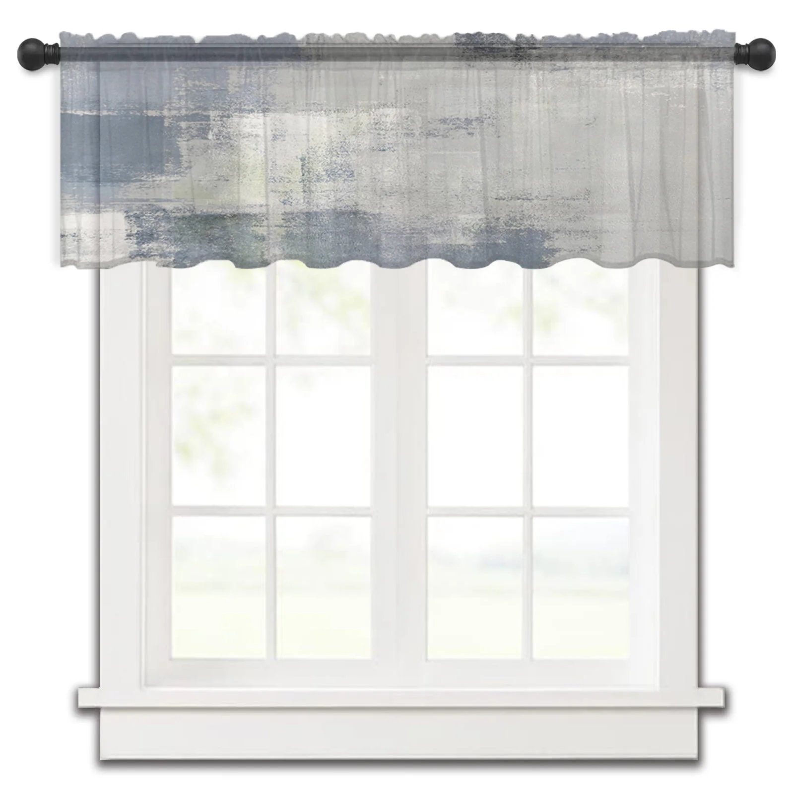 

Геометрическая абстрактная картина маслом текстура маленькая оконная занавеска балдахин прозрачная Короткая занавеска для спальни домашний декор вуаль занавески