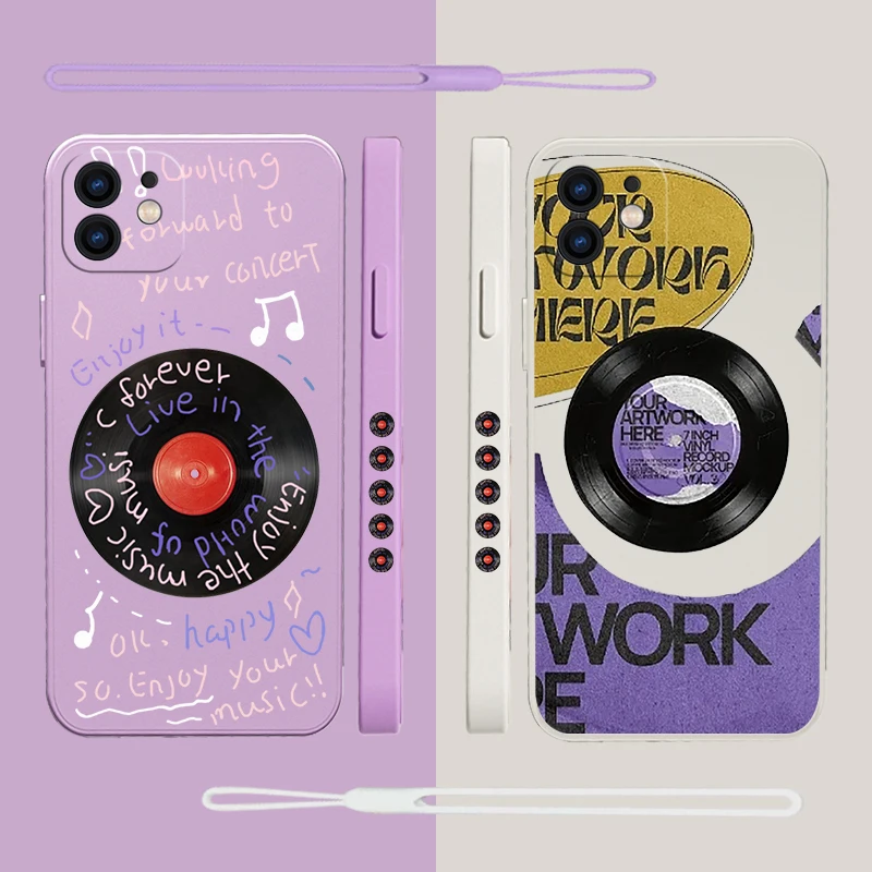 

Vintage CD Retro Style Phone Case For iPhone 14 13 12 11 Pro Max Mini XR XS MAX SE20 8 Plus Plus Silicone Cases with Hand Strap