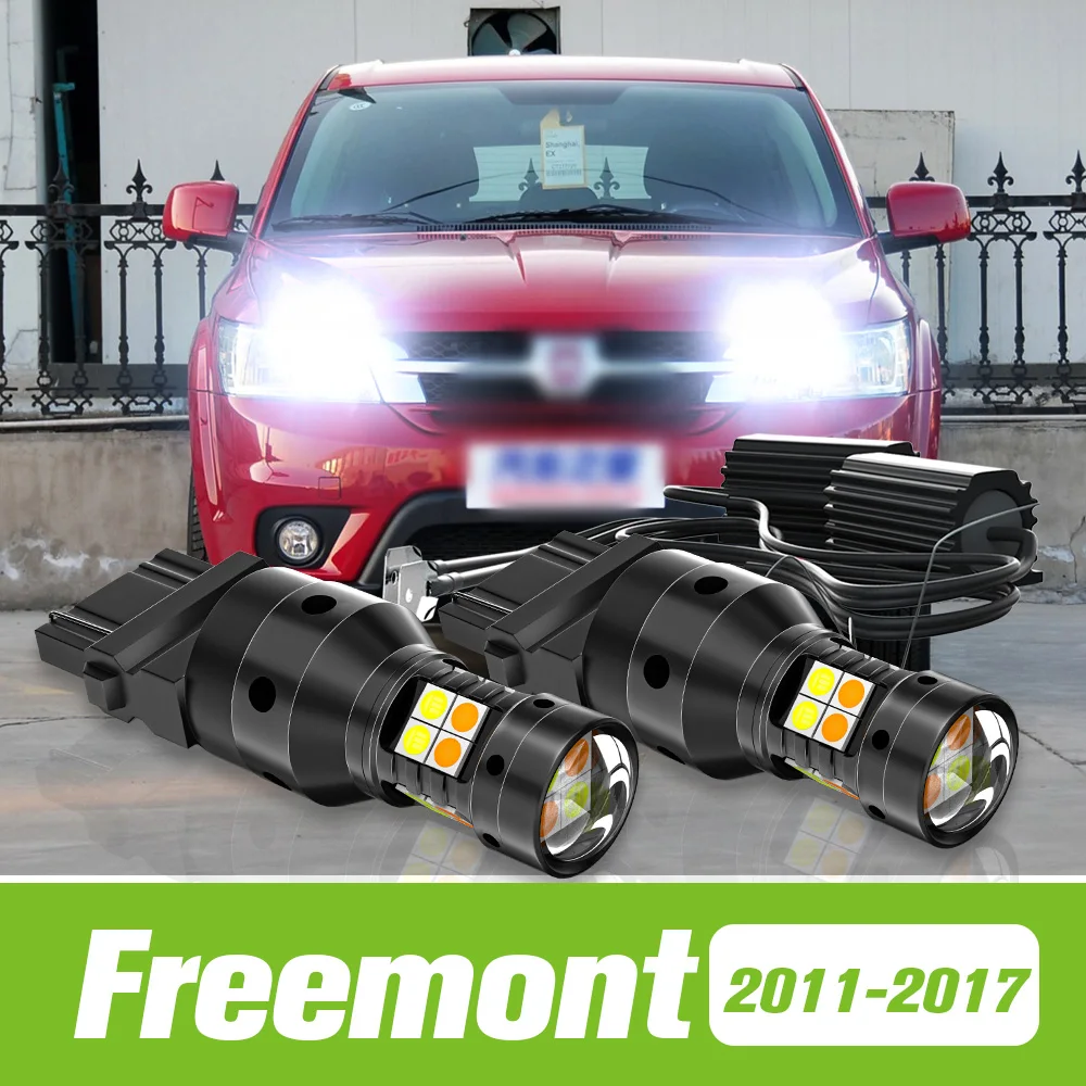 

2pcs For Fiat Freemont 2011-2017 Dual Mode LED Turn Signal+Daytime Running Light DRL 2012 2013 2014 2015 2016 Accessories