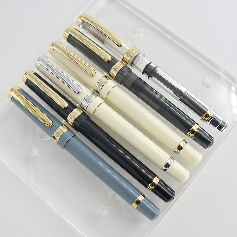 New yong sheng 698 fountain pen 14K glod translucent black vaccum filling  fine nib pen office supplies stationery gift