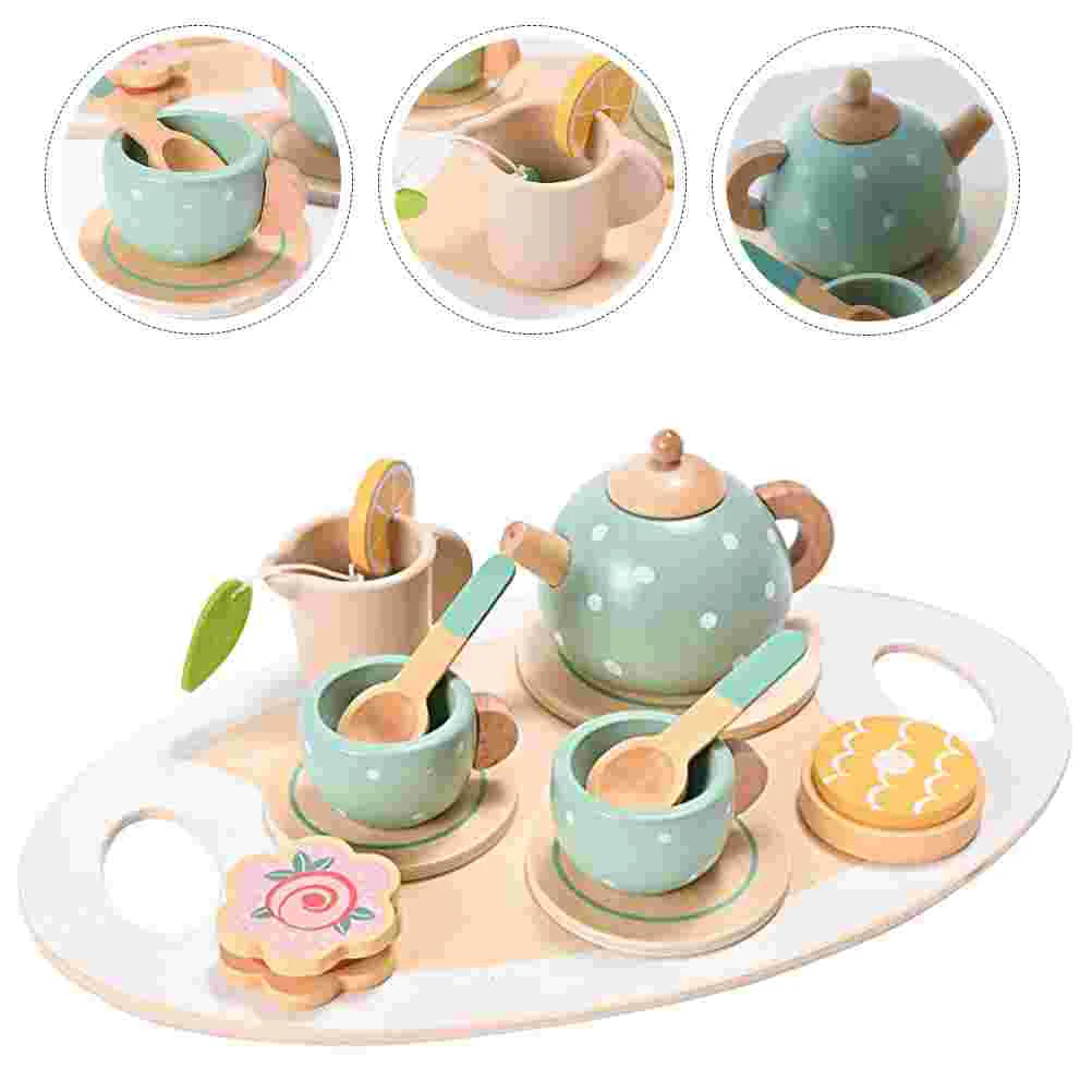 

1 Set Kids Pretend Play Simulation Kitchen Toy Wooden Teapot Tea Cup Toy