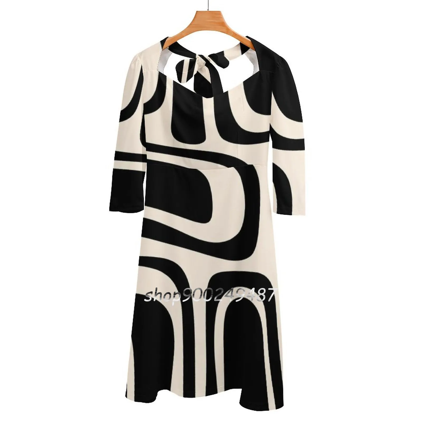 

Ретро платье с абстрактным рисунком в стиле миди-Спрингз, модное дизайнерское свободное платье большого размера