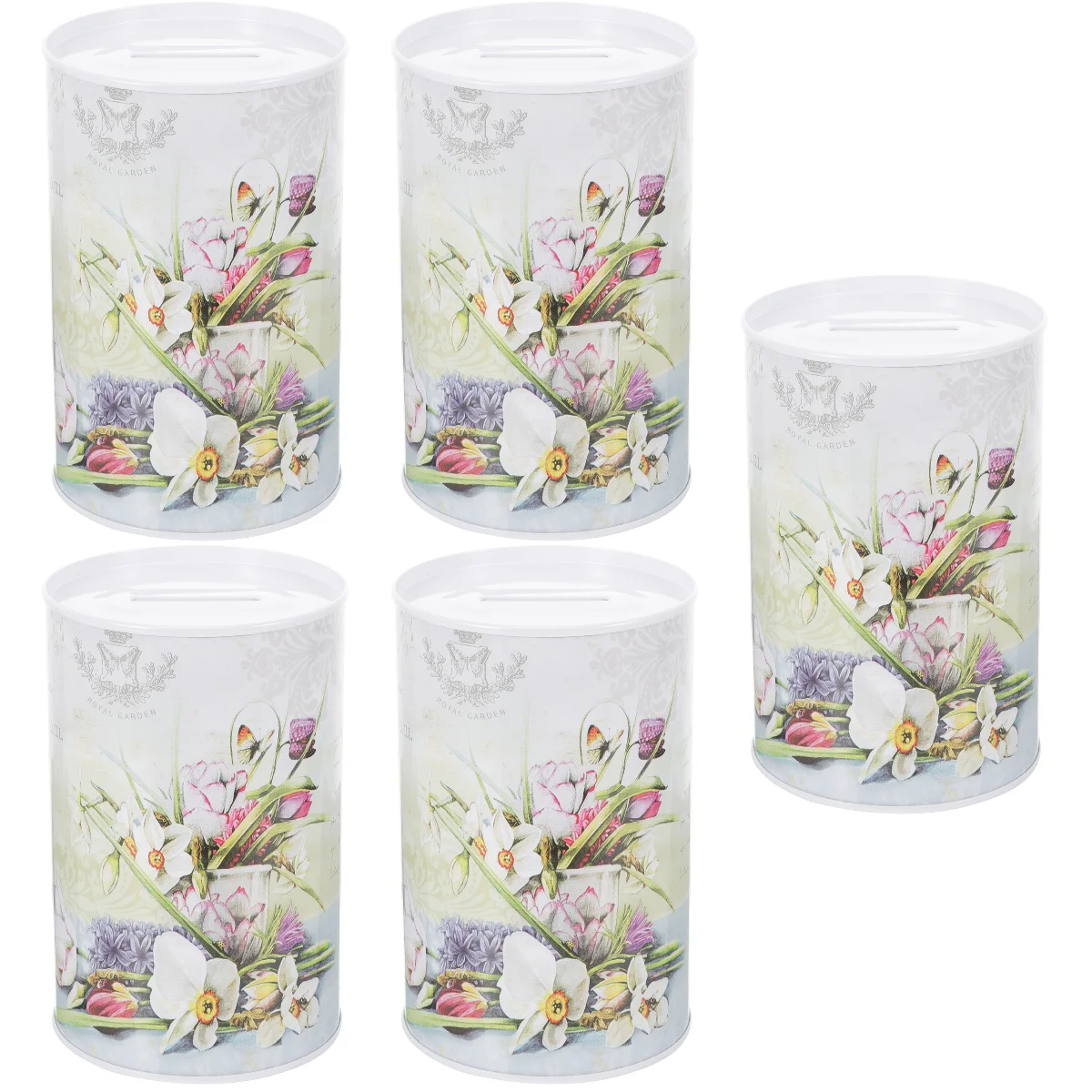 

5 Count Home Decoration Tinplate Piggy Bank Money Box Compact Metal Container Decorate 12.5x8cm Coin Iron Child