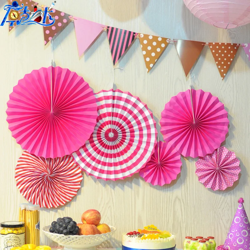 

New Window Decoration Single-layer Double-adhesive Paper Striped Paper Fan Flower Birthday Window Wedding Holiday Party Supplies