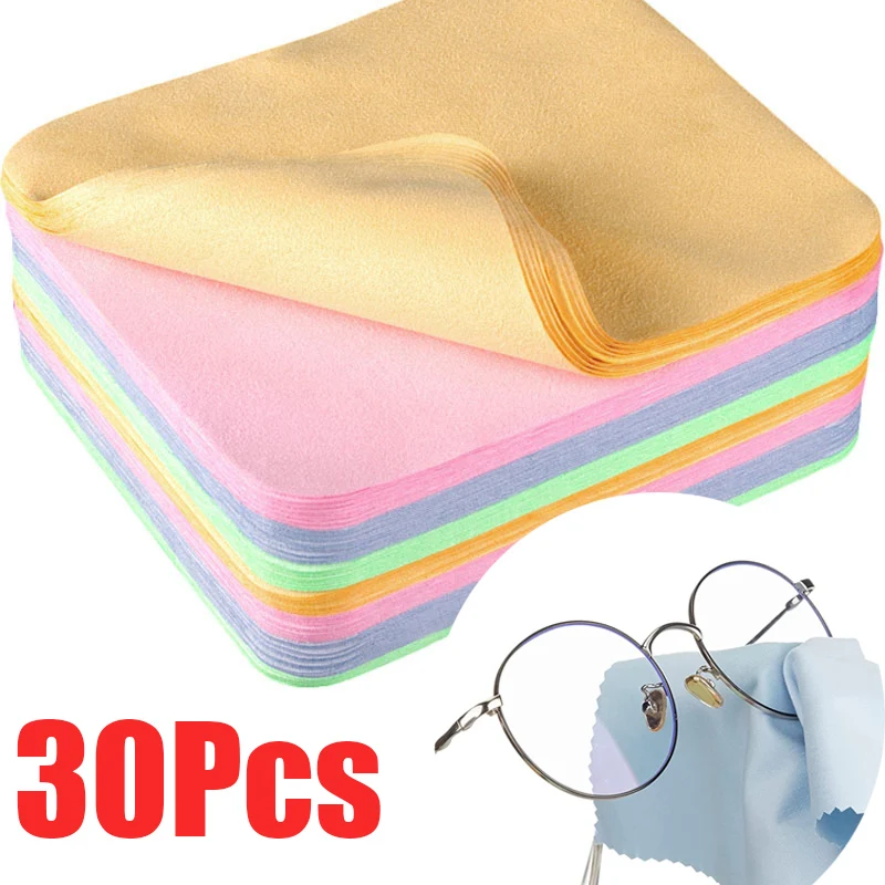 30pc Microfiber Cleaning Glasses Cloths for Delicate Surfaces Lenses Clothes Eyeglasses Screens Camera Lenses Cleaning Wipes